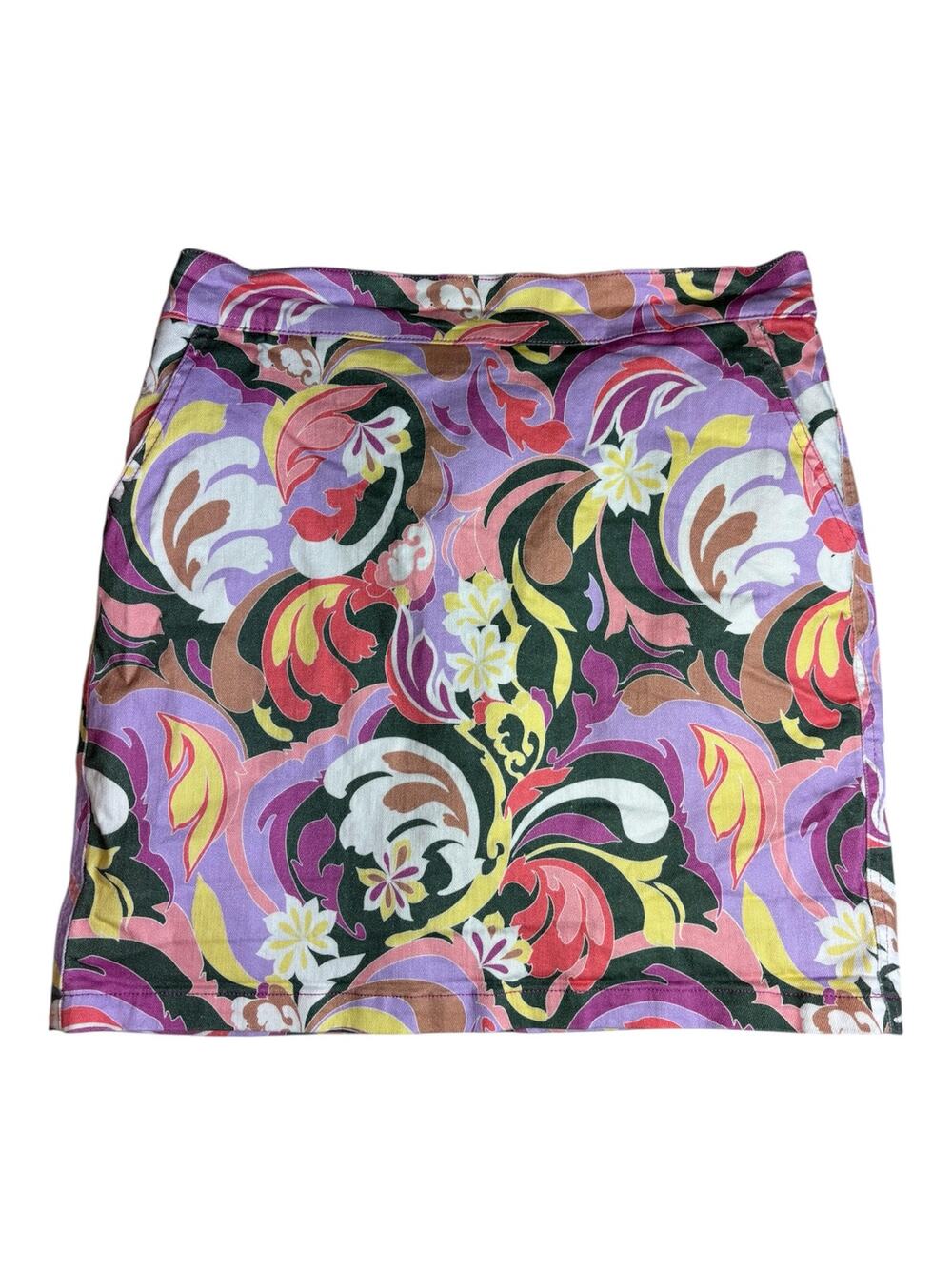BOSTON PROPER WOMEN'S BOHO ABSTRACT DENIM SKIRT SIZE 12